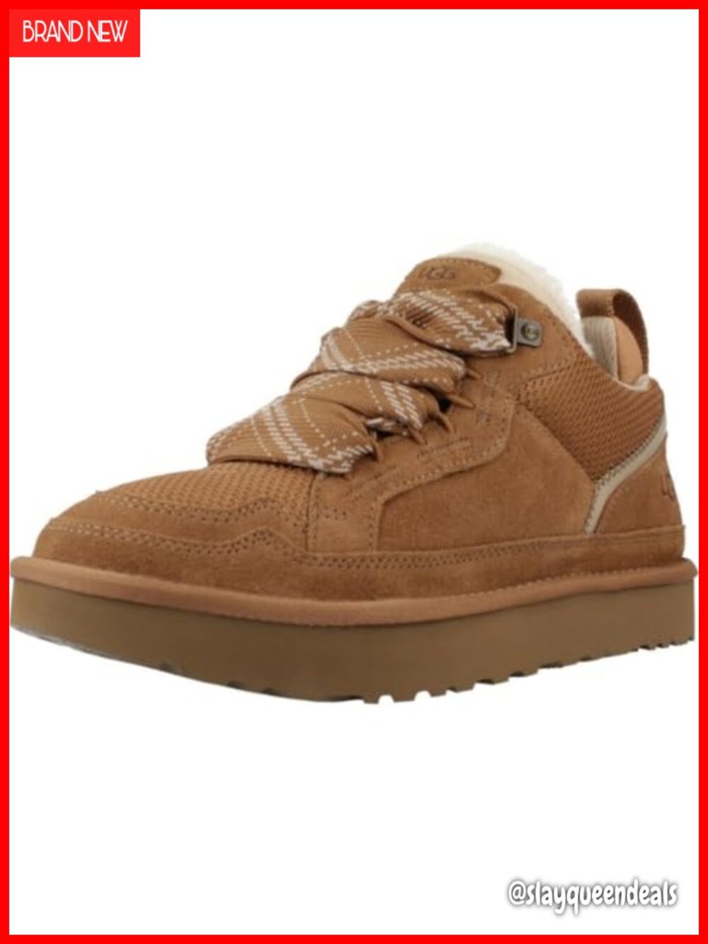 UGG Lowmel Suede Recycled Canvas Sneakers Wool Lined Lace-Up
